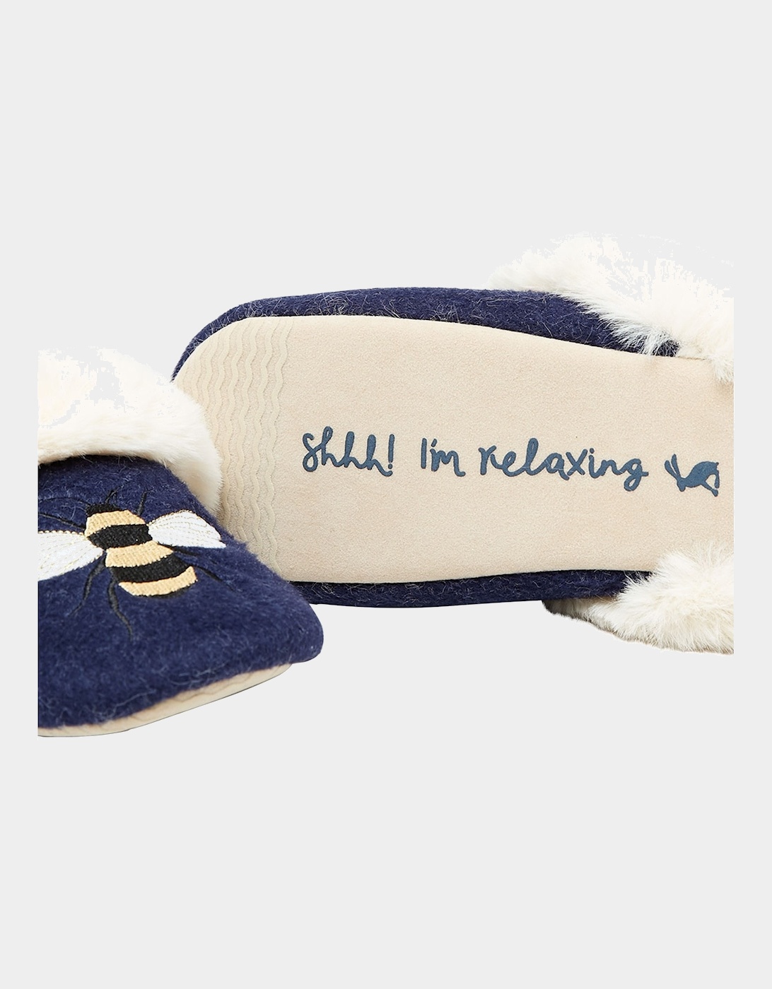 Joules Womens Slippet Luxe Bee Slippers (Navy)