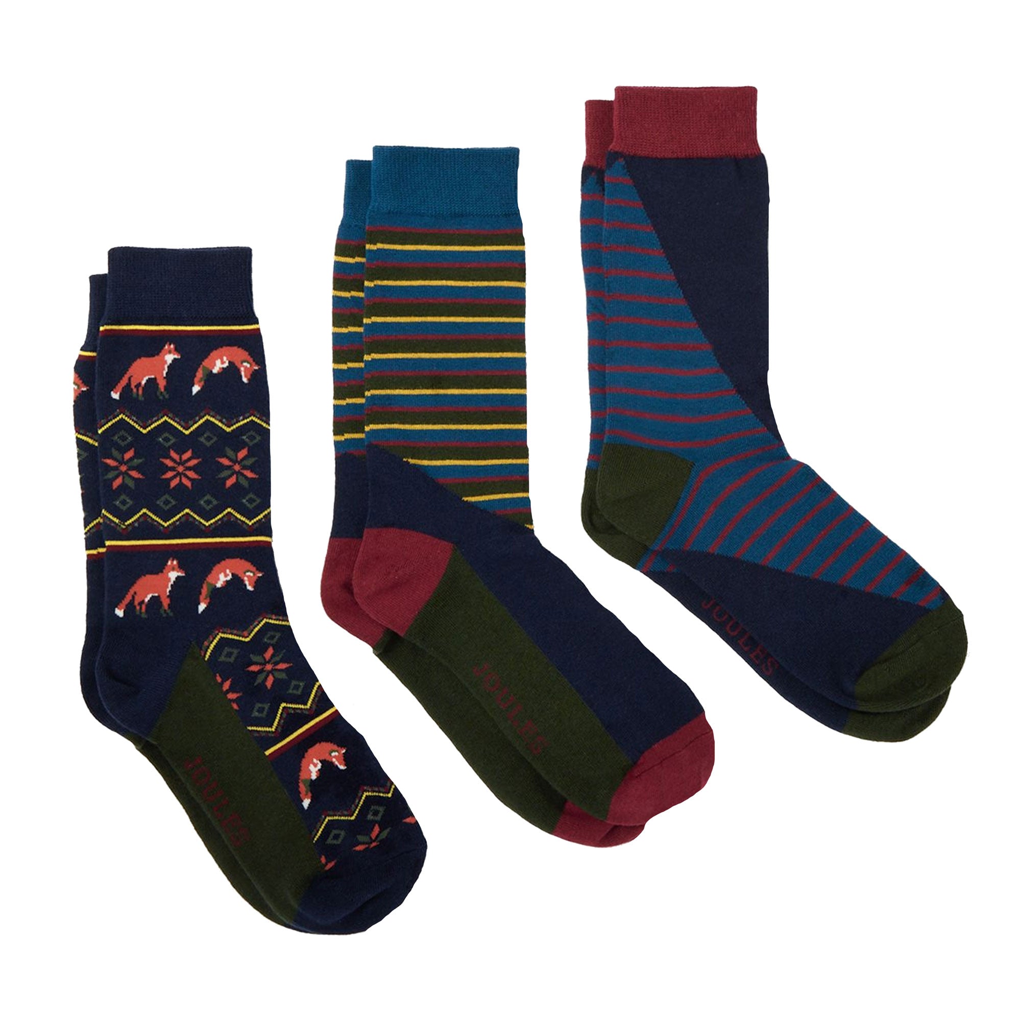 Joules Mens Festive 3Pk Socks In Cracker Packaging