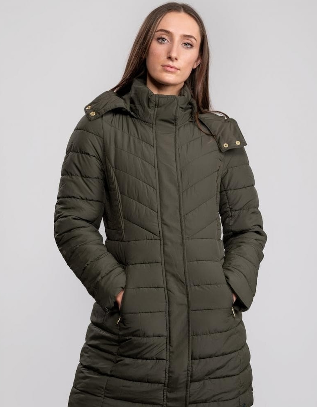Joules Dartwell Womens Padded Longline Coat With Hood