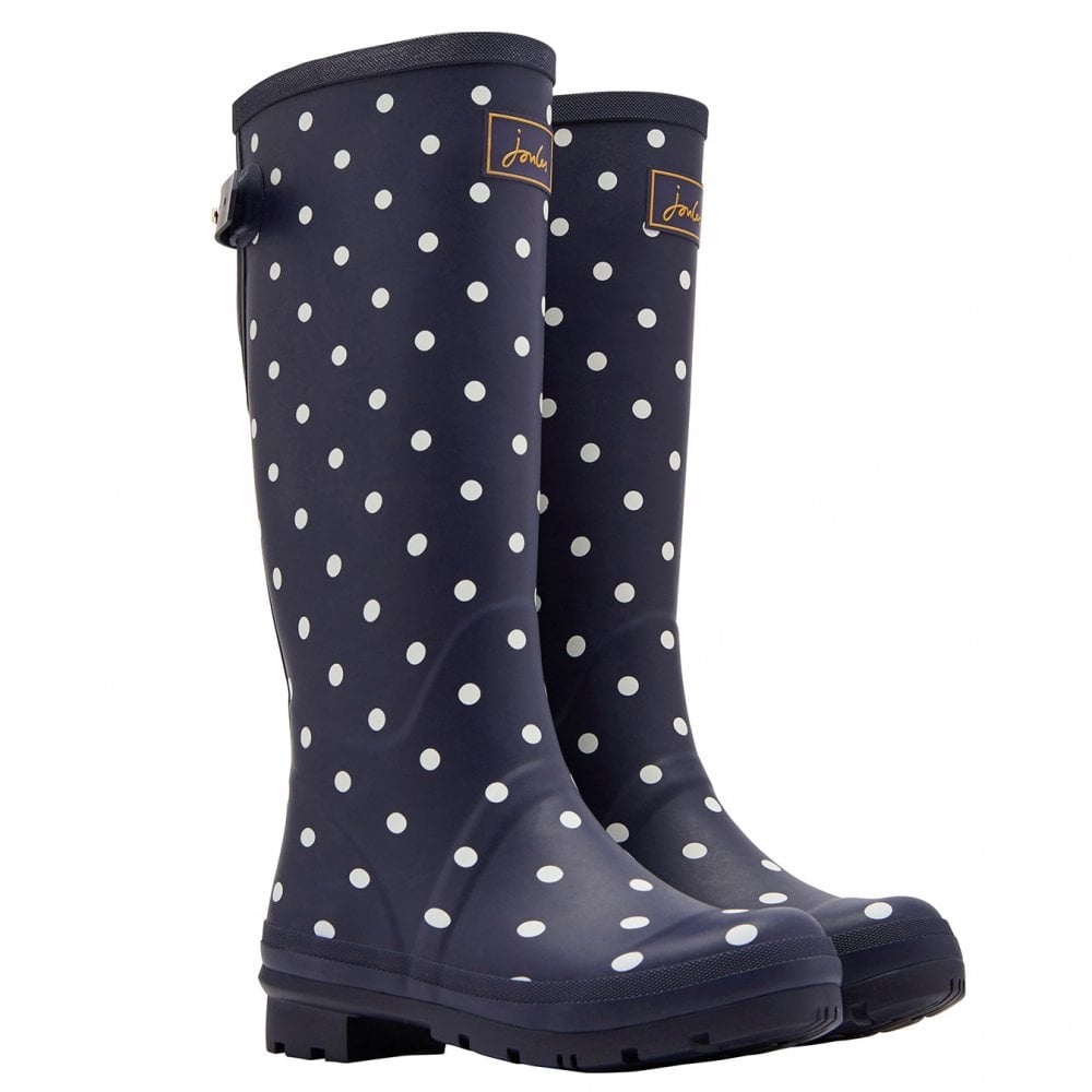 Joules Ladies Navy & White Spot Welly Print