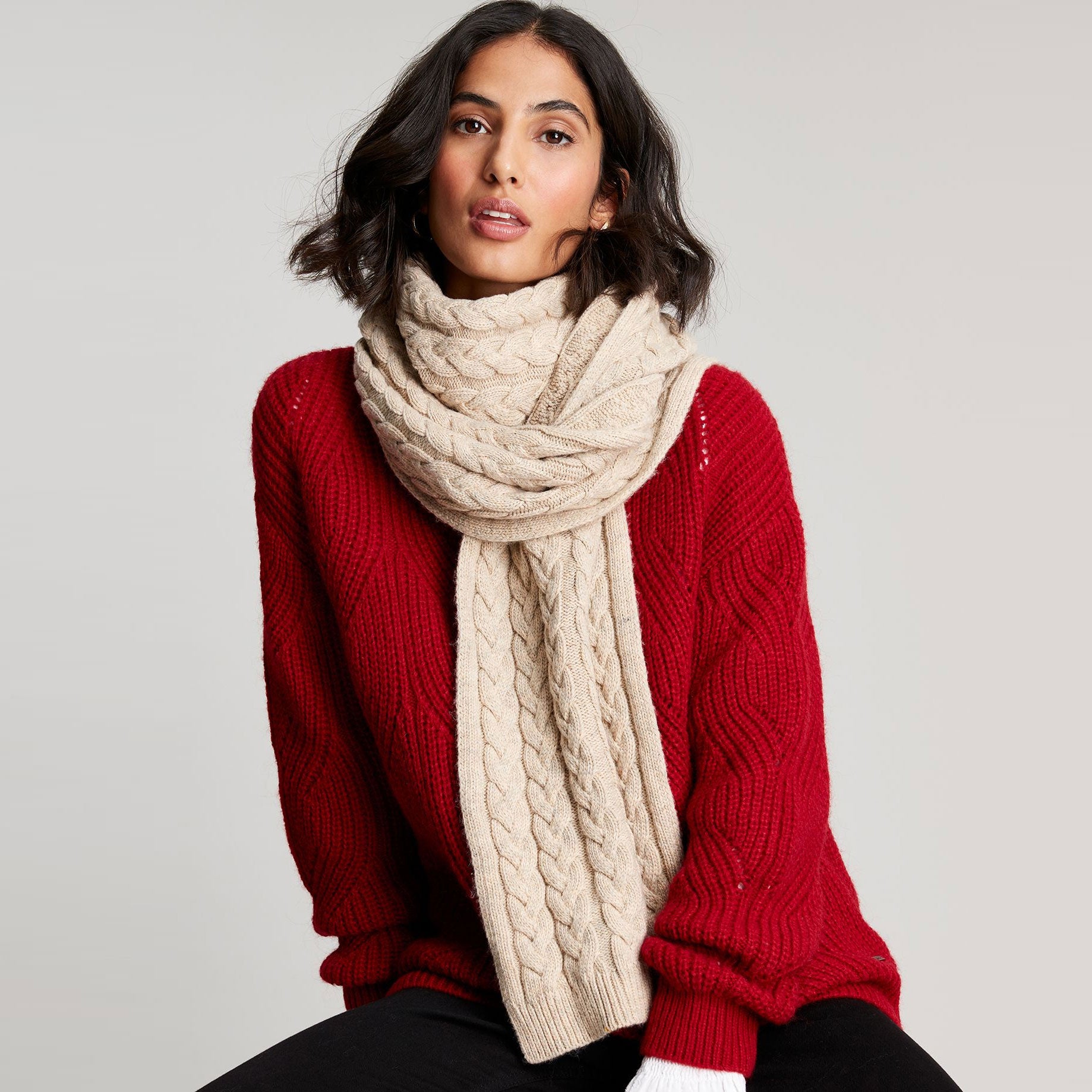 Joules Ladies Elena Cable Knit Scarf