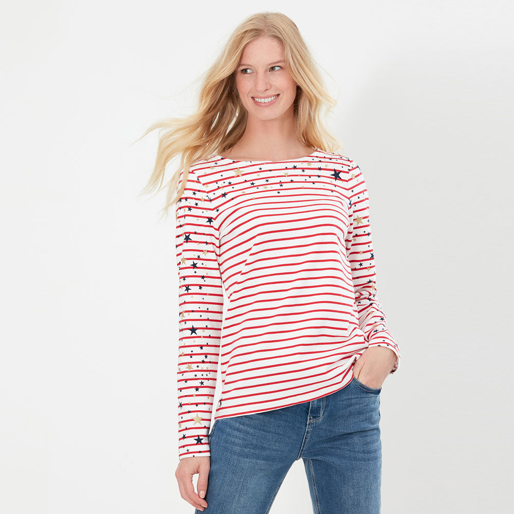 Joules Ladies Harbour Print Long Sleeve Jersey Top