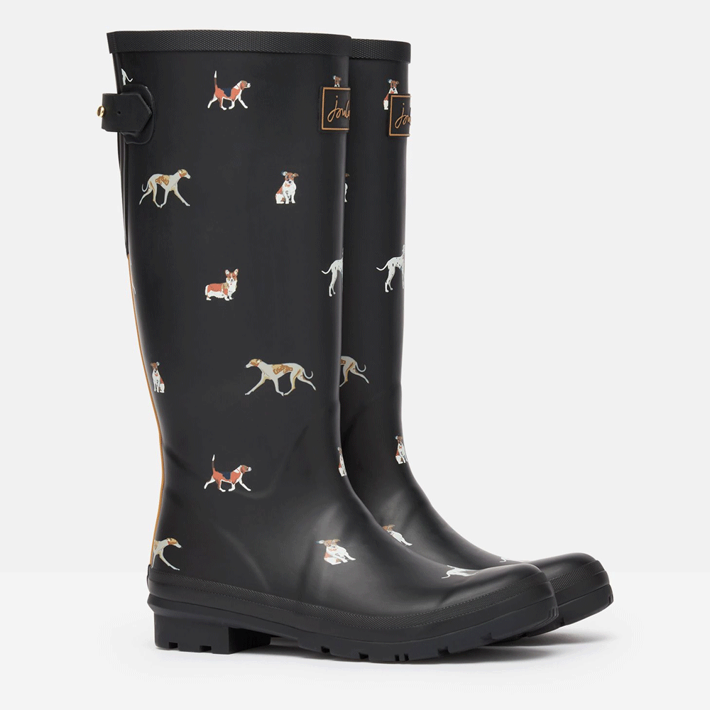 Joules Ladies Welly Print - Black Dog