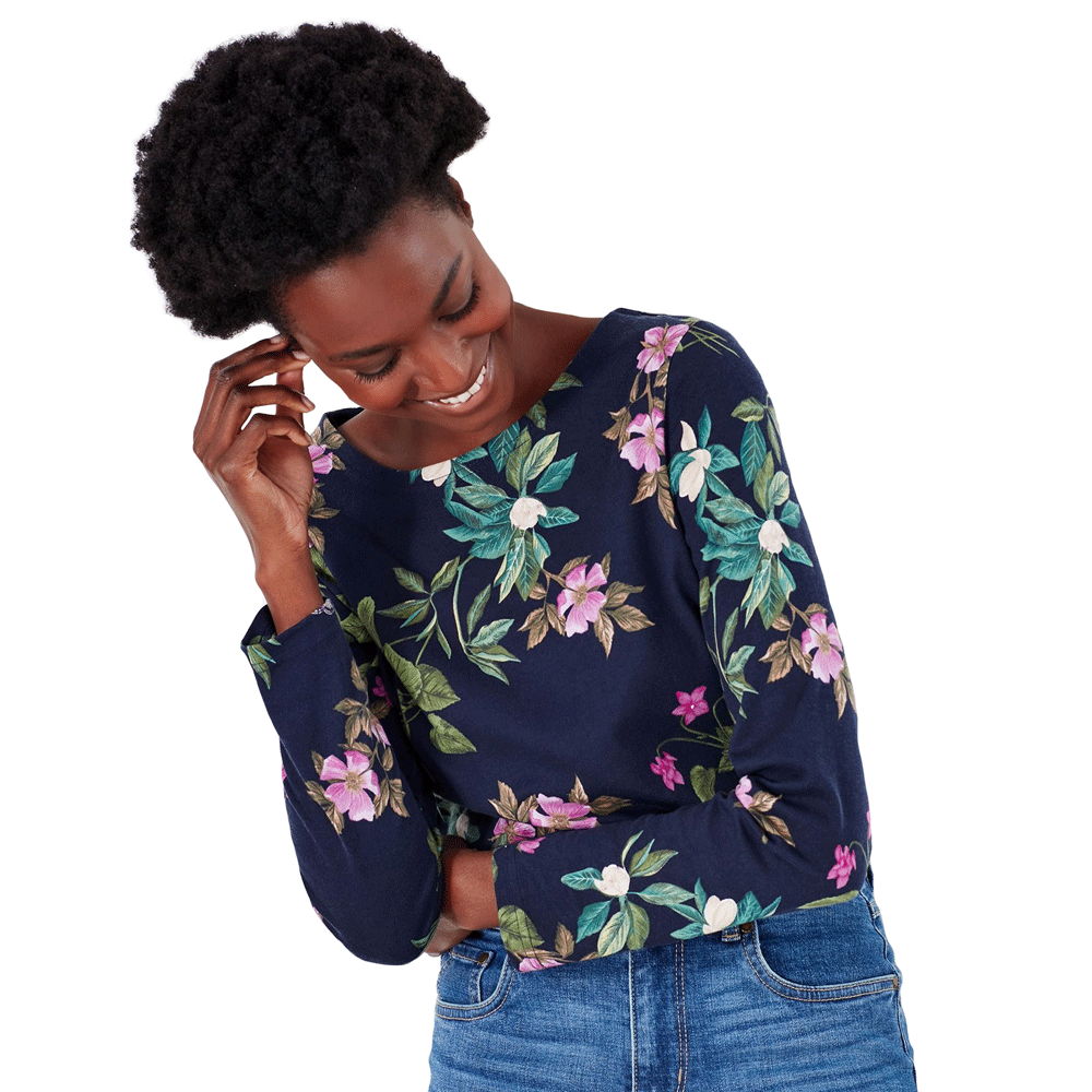 Joules Ladies Harbour Print Long Sleeve Jersey Top