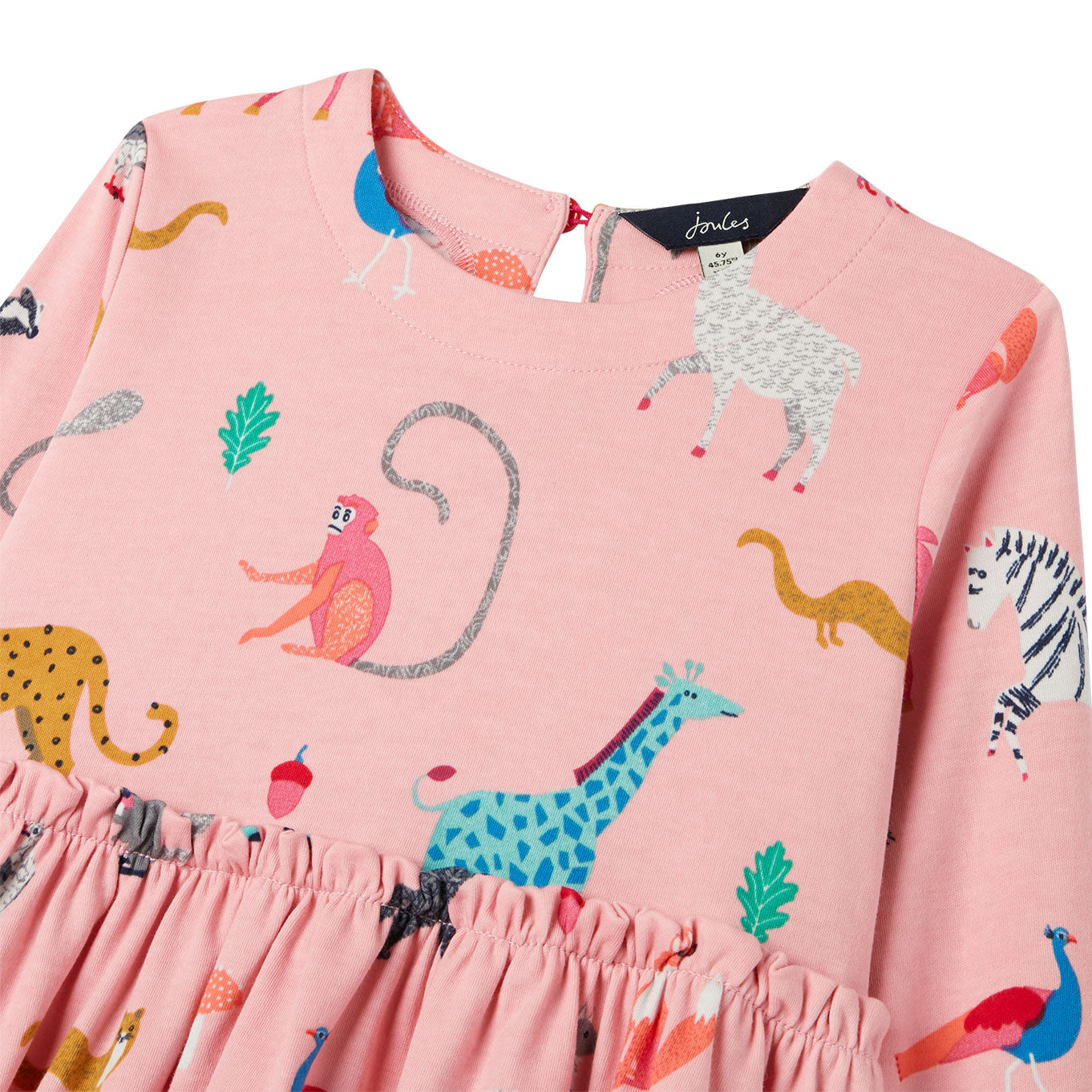 Joules Girls Hampton Long Sleeve Paperbag Waist Jersey Dress