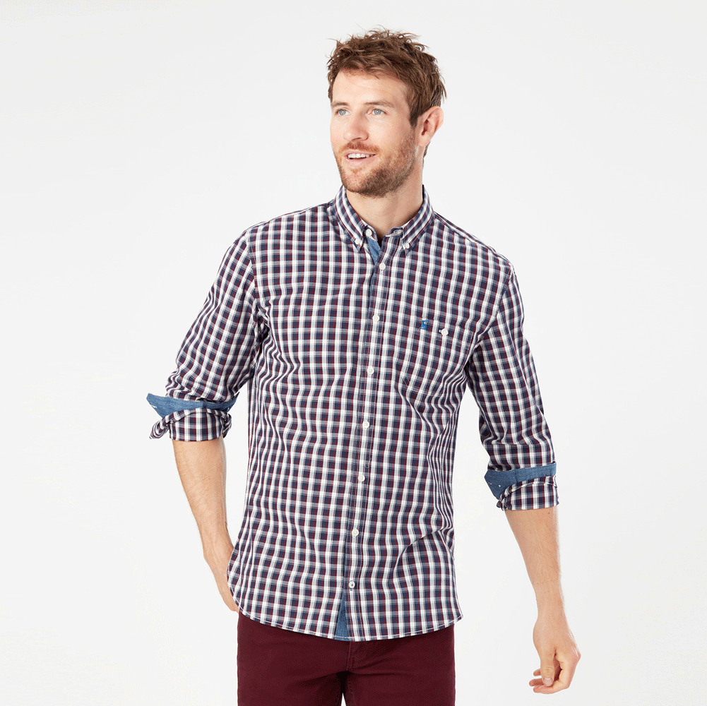 Joules Mens Abbott Classic Long Sleeve Peached Poplin Shirt