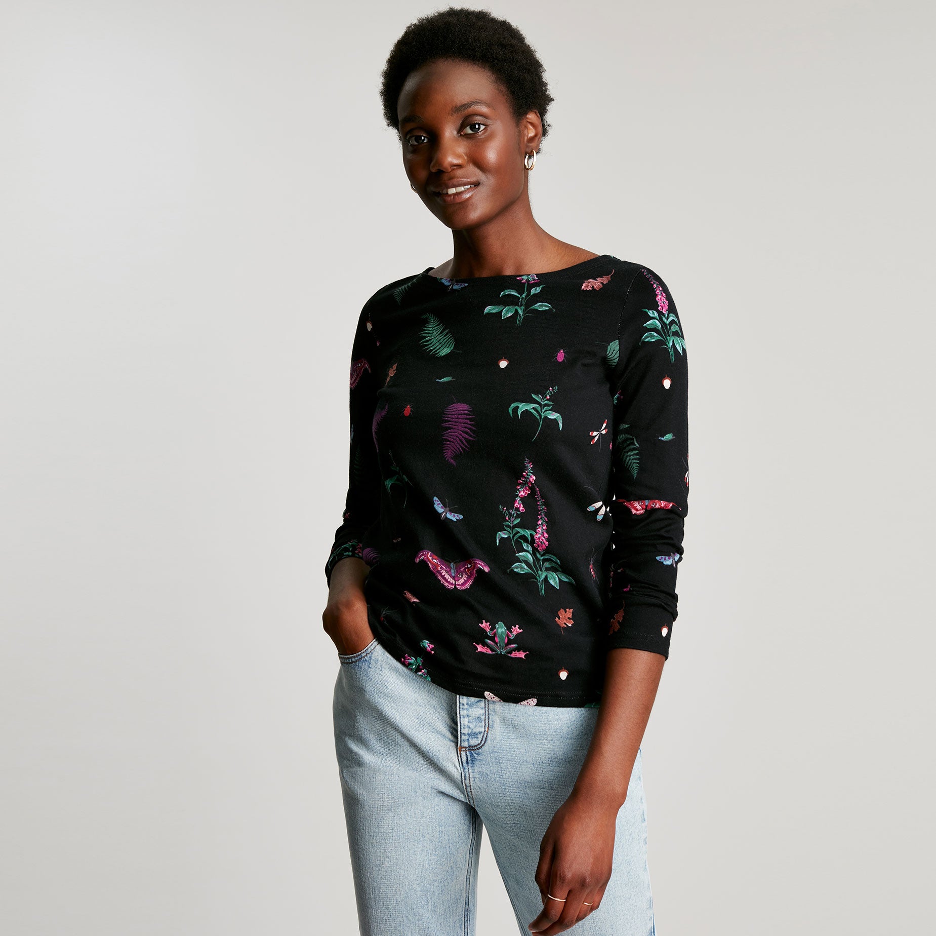 Joules Ladies Harbour Print Long Sleeve Jersey Top