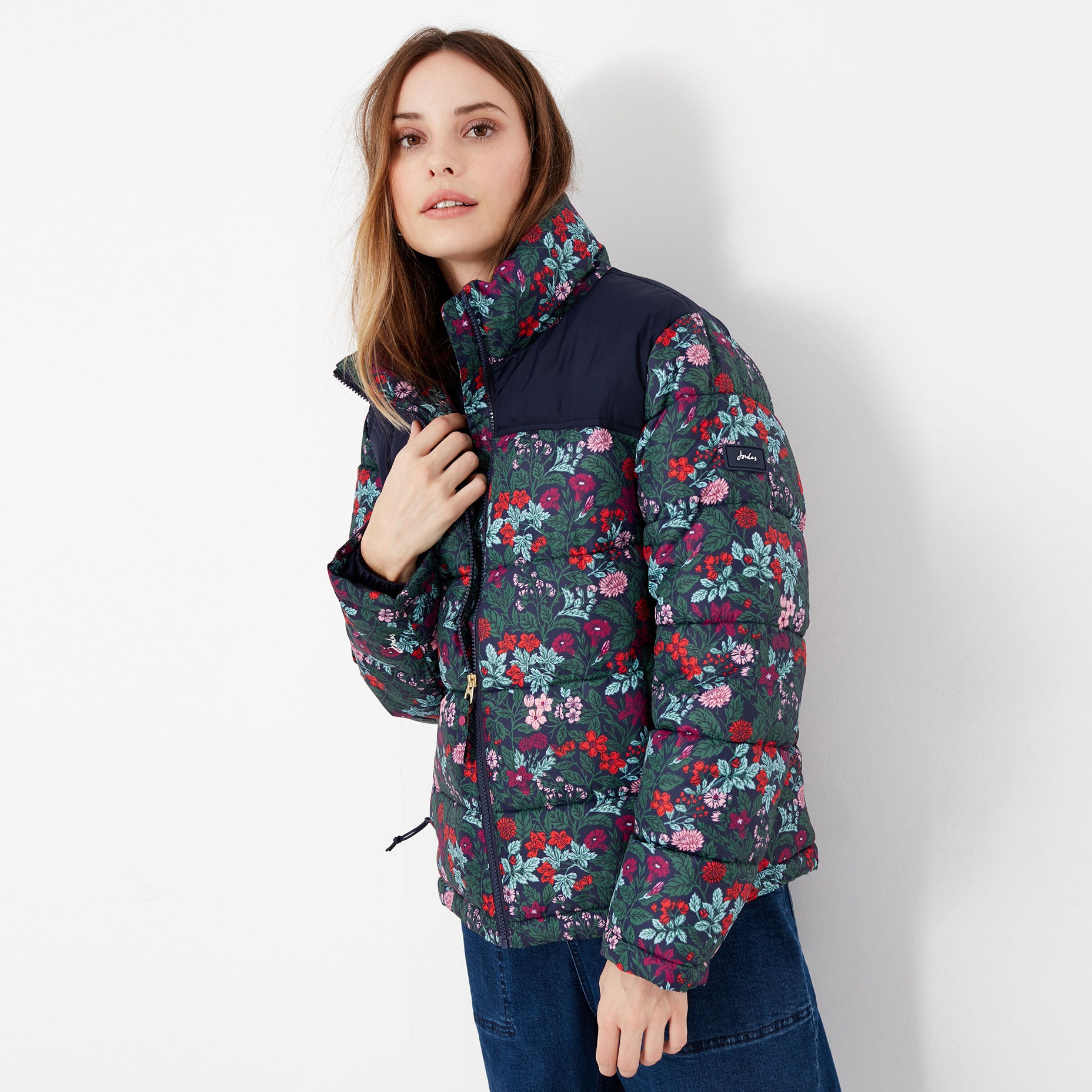 Joules Ladies Elberry Floral Print Super Puffer