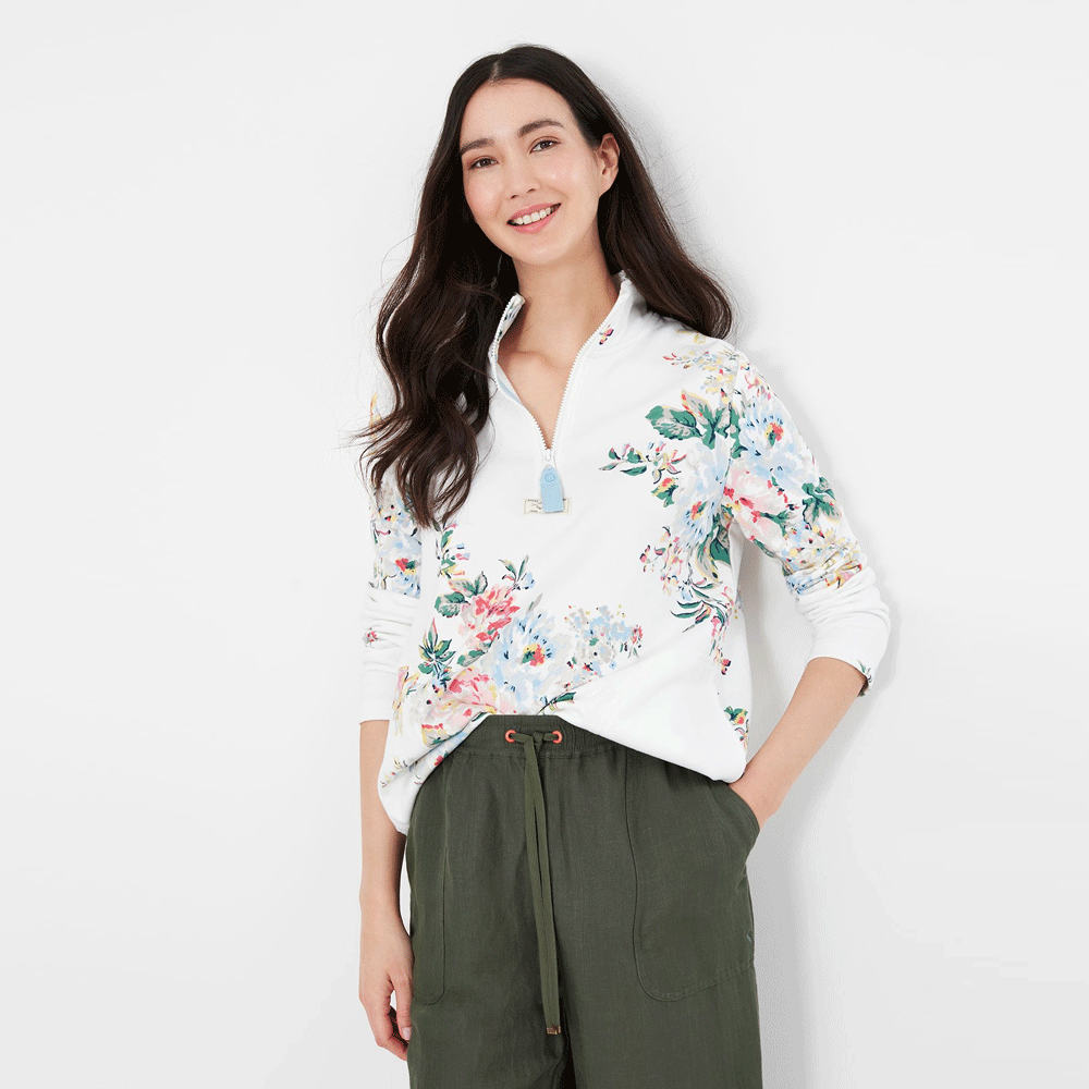 Joules Ladies Pip Print Casual Half Zip Sweatshirt