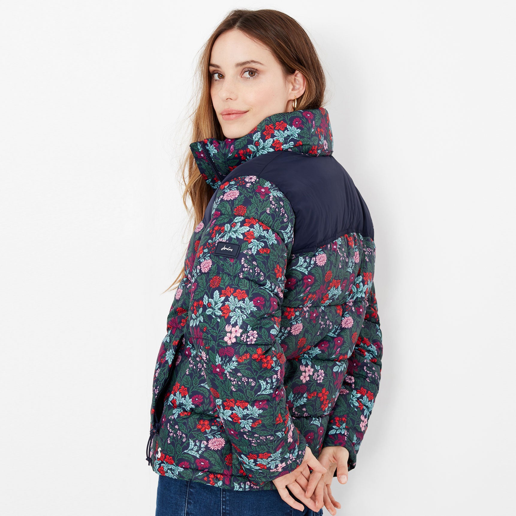 Joules Ladies Elberry Floral Print Super Puffer