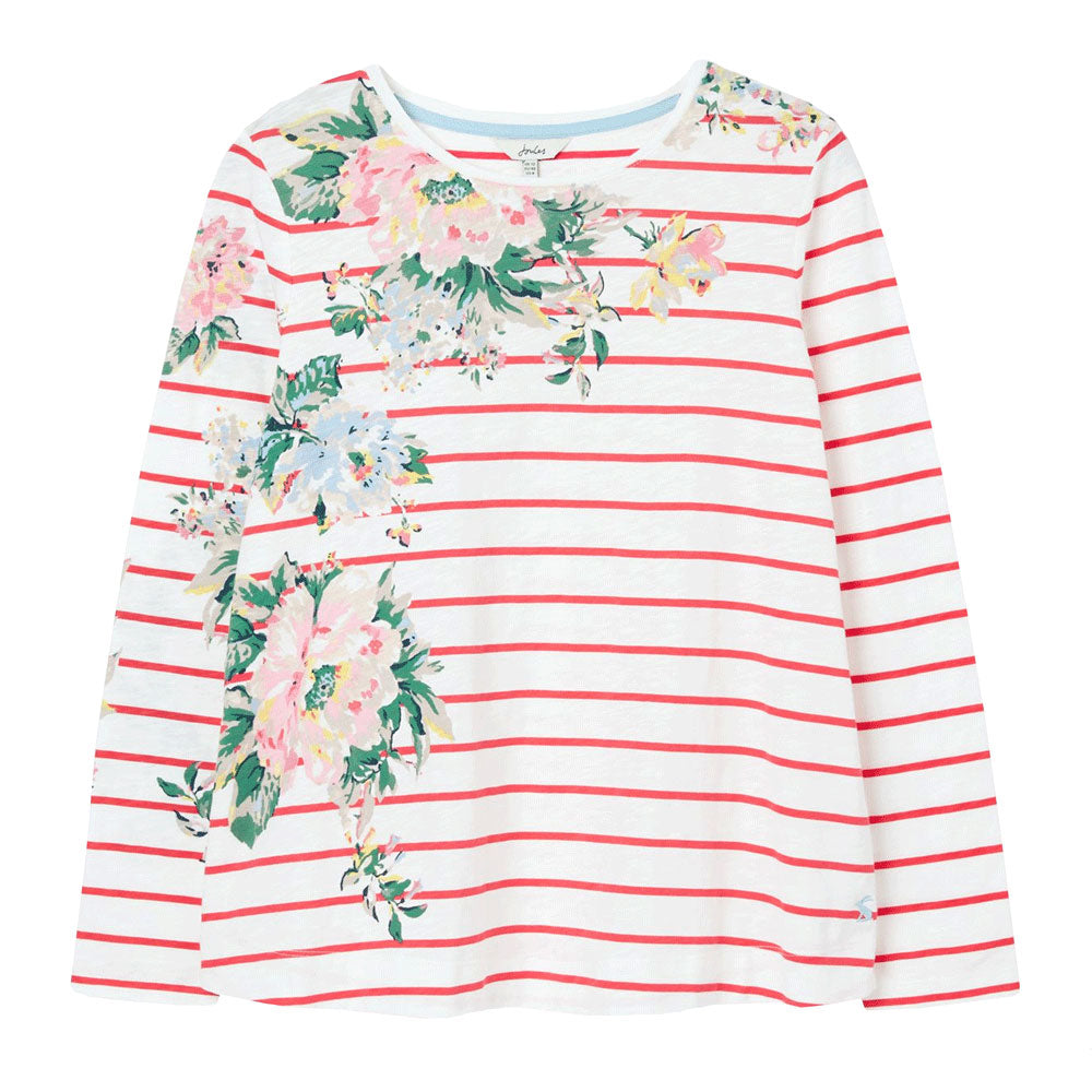 Joules Ladies Lottie Print Long Sleeve Classic CrewNeck Top
