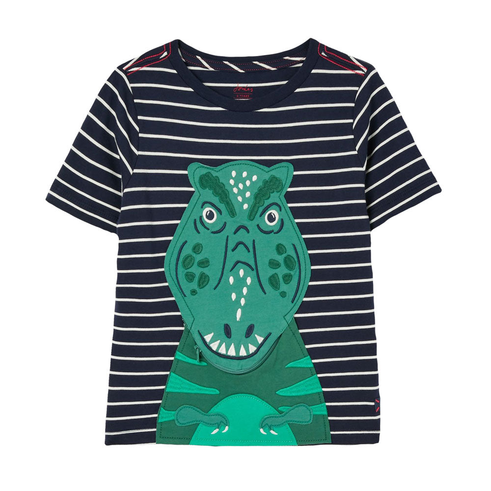 Joules Boys Zipadee Short Sleeve Zip Dinosaur Artwork T-Shirt