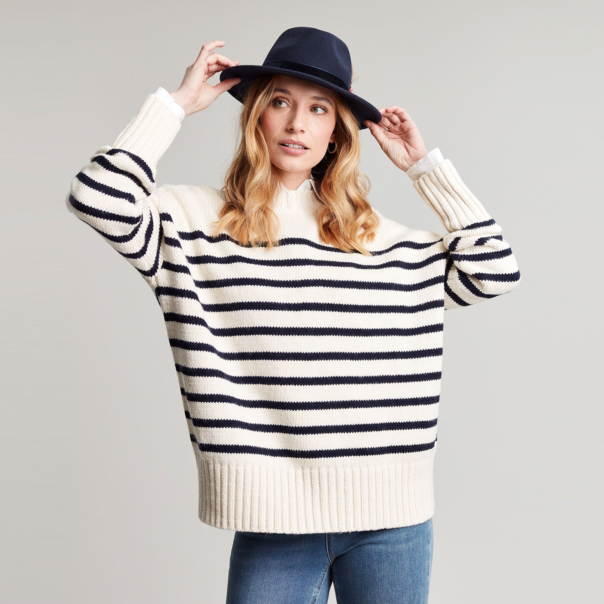 Joules Ladies Bay Chunky Cotton Breton Jumper