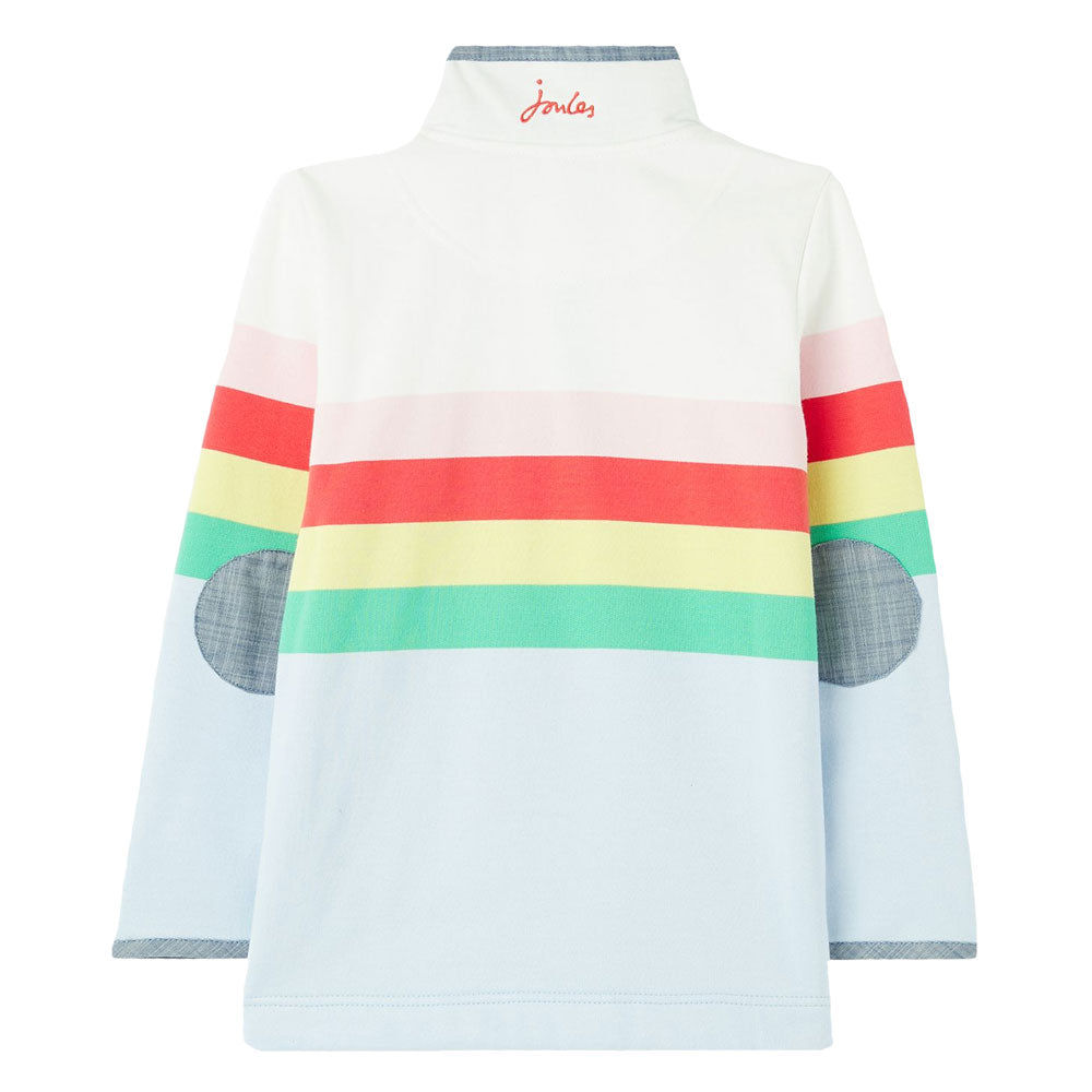 Joules Girl Saunton Stripe Overhead Half Popper Sweatshirt