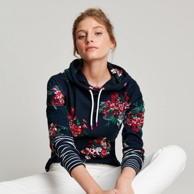 Joules Ladies Marlston Print Hooded Sweatshirt