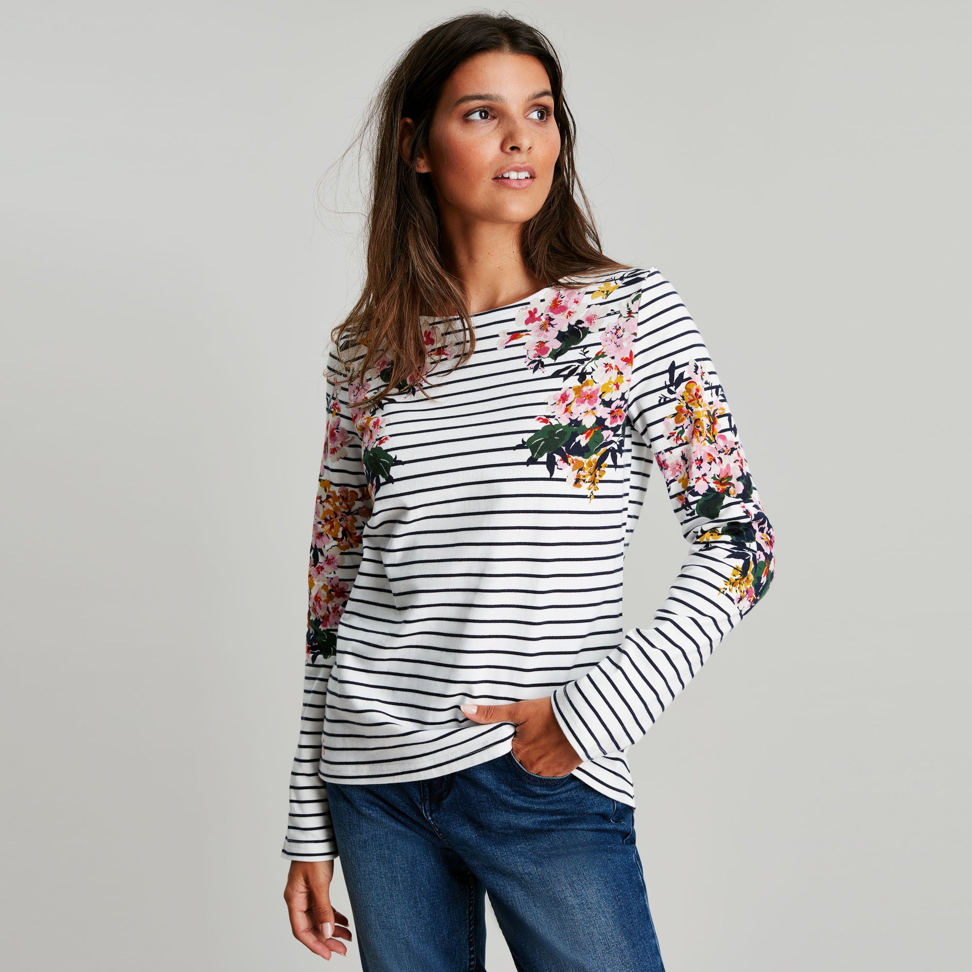 Joules Ladies Harbour Print Long Sleeve Jersey Top