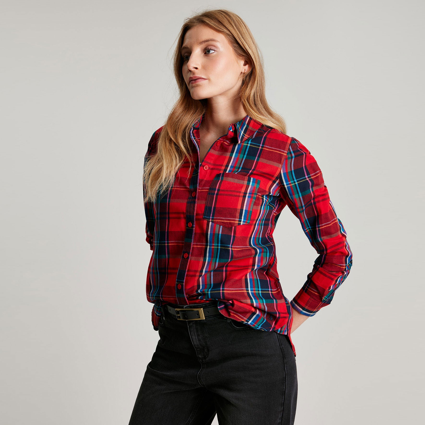 Joules Ladies Lorena Longline Brushed Woven Shirt