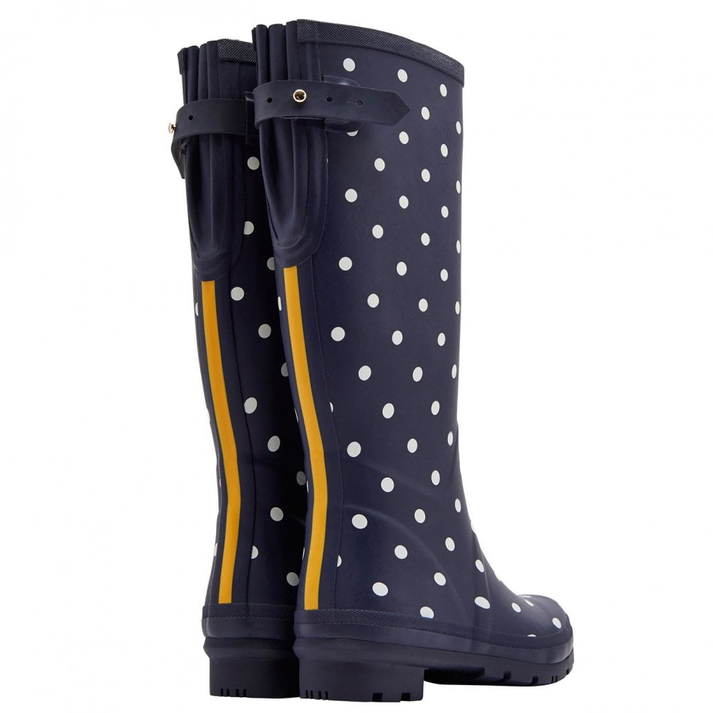 Joules Ladies Navy & White Spot Welly Print