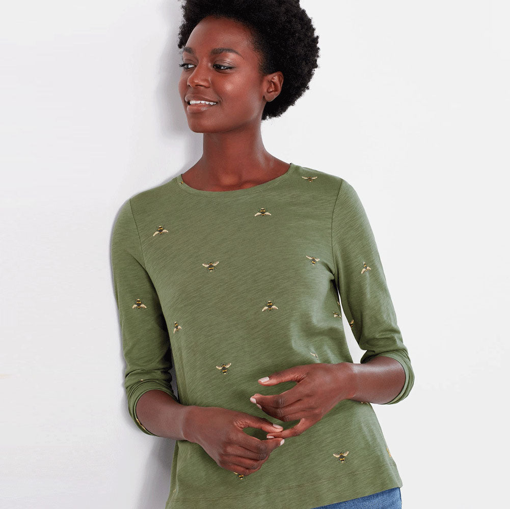 Joules Ladies Lottie Print Long Sleeve Classic CrewNeck Top