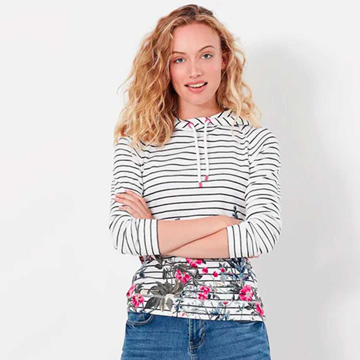 Joules Ladies Marlston Print Hooded Sweatshirt