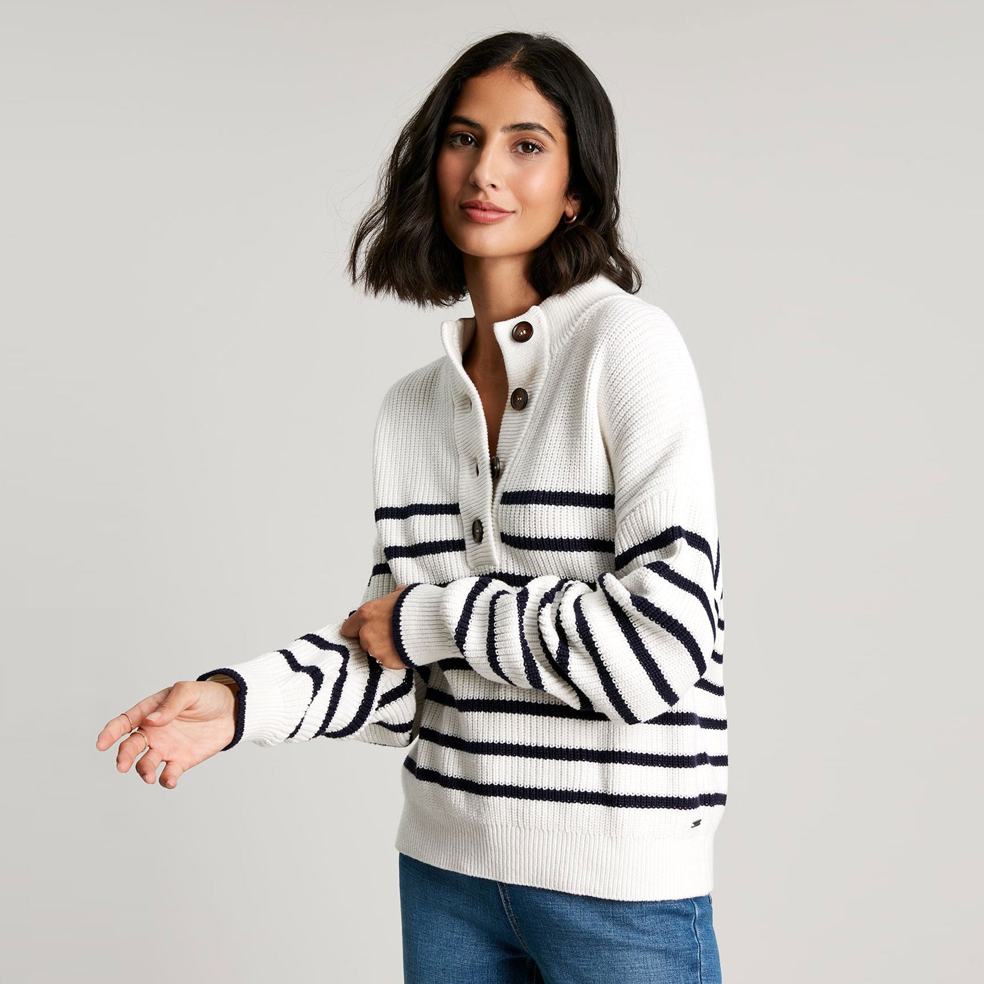 Joules Ladies Cove Button Through Chunky Jumper