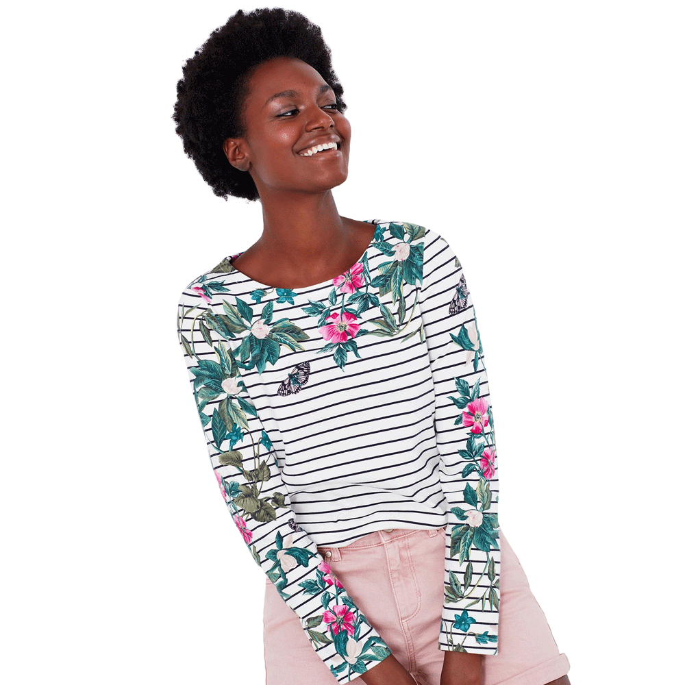 Joules Ladies Harbour Print Long Sleeve Jersey Top