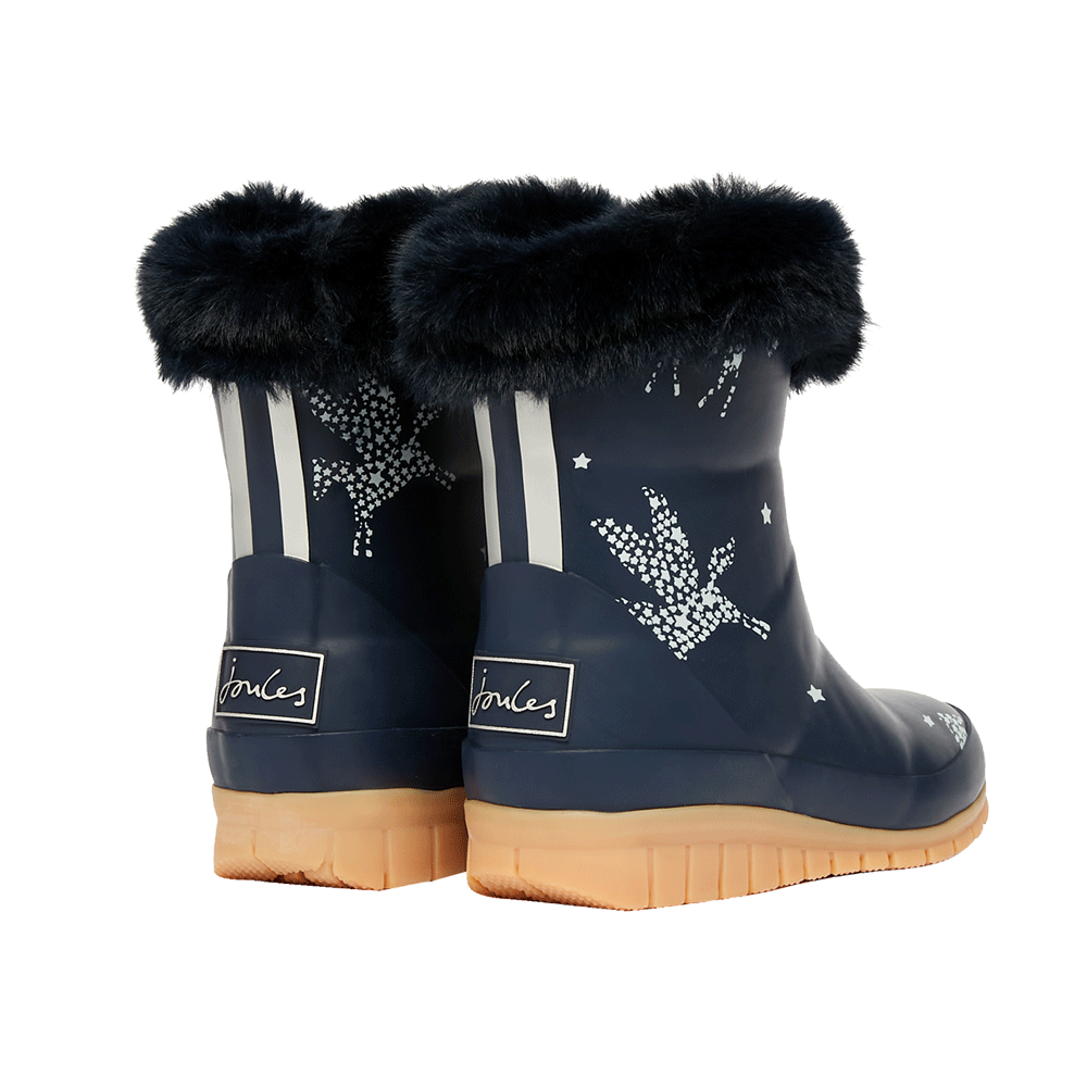 Joules Girls Chilton Faux Fur Topped Welly