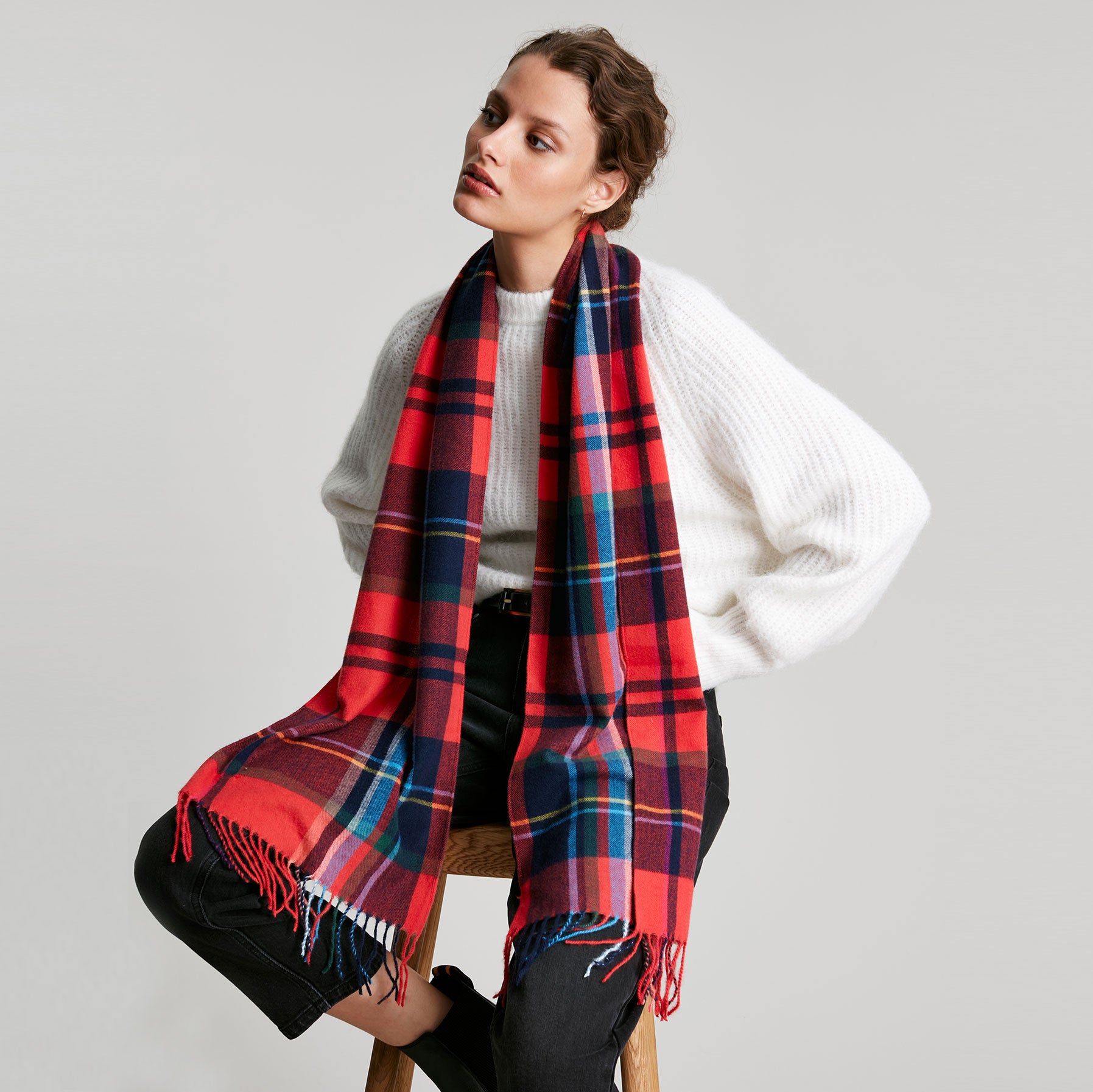 Joules Ladies Bracken Check Warm Handle Scarf