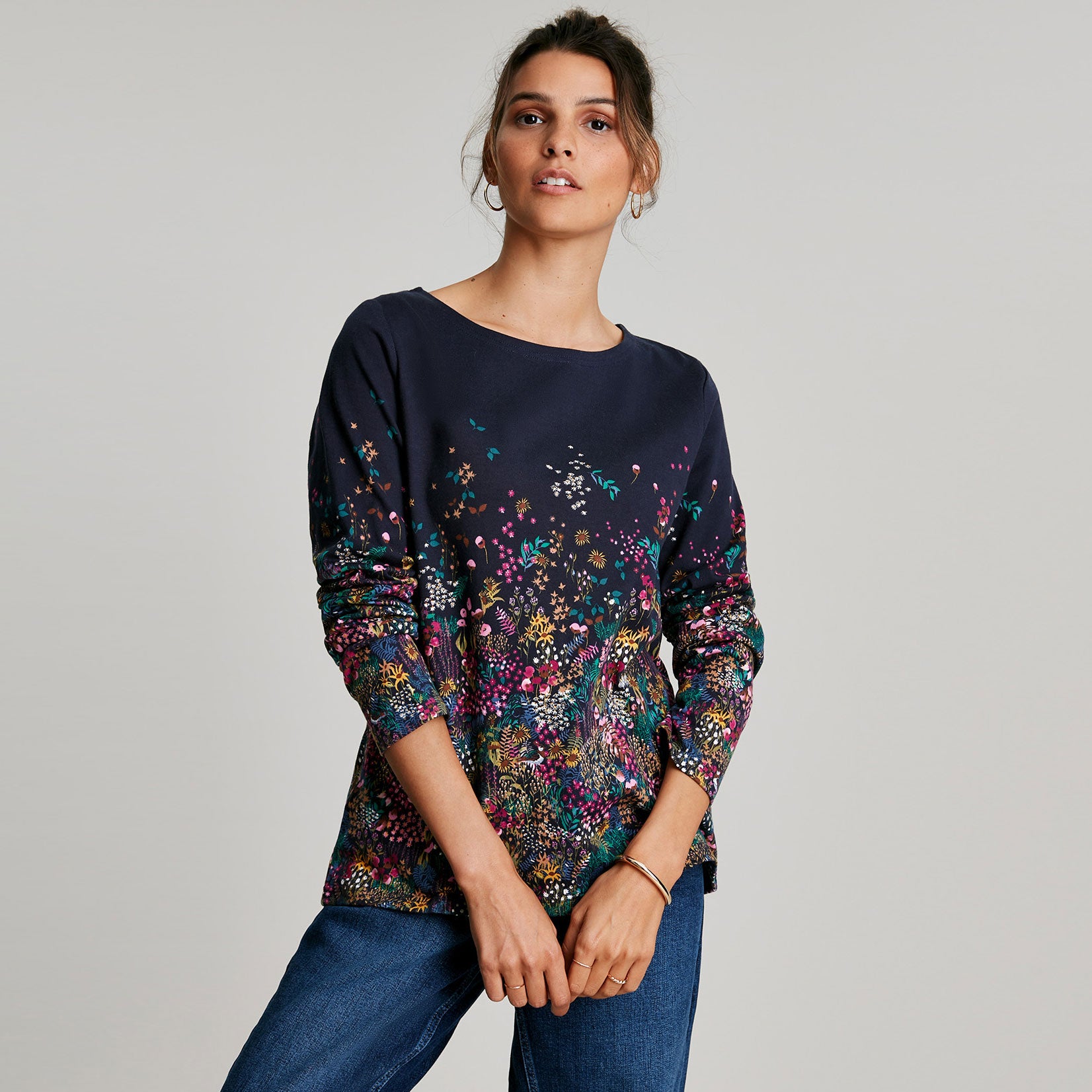 Joules Ladies Harbour Print Long Sleeve Jersey Top