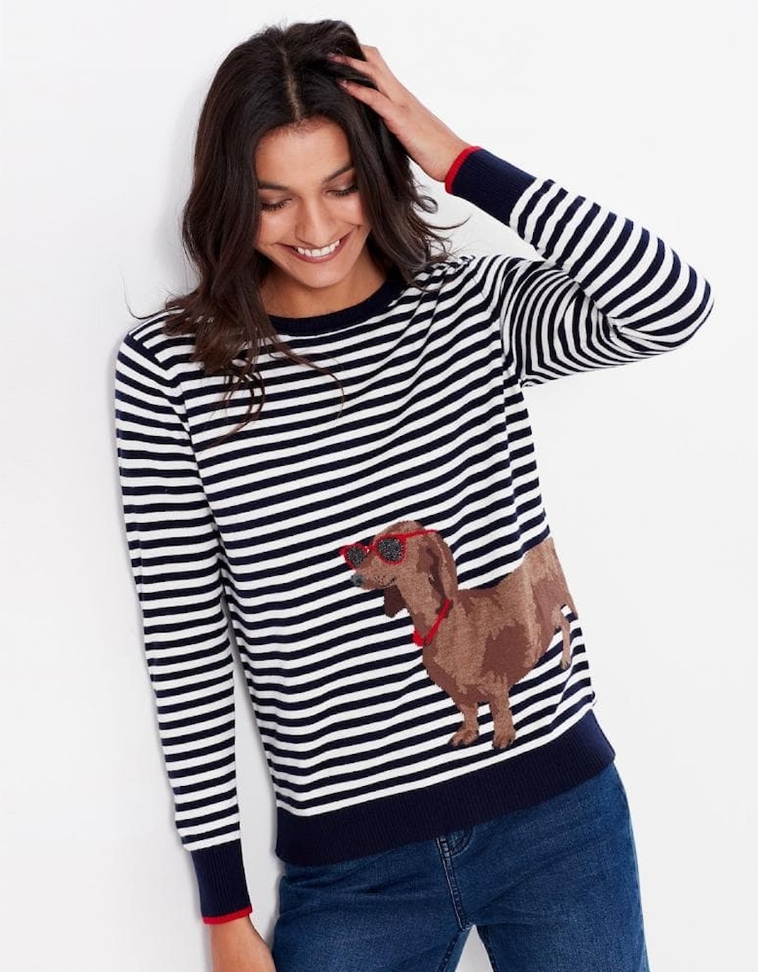 Joules Miranda Knitted Intarsia Crew Neck Jumper