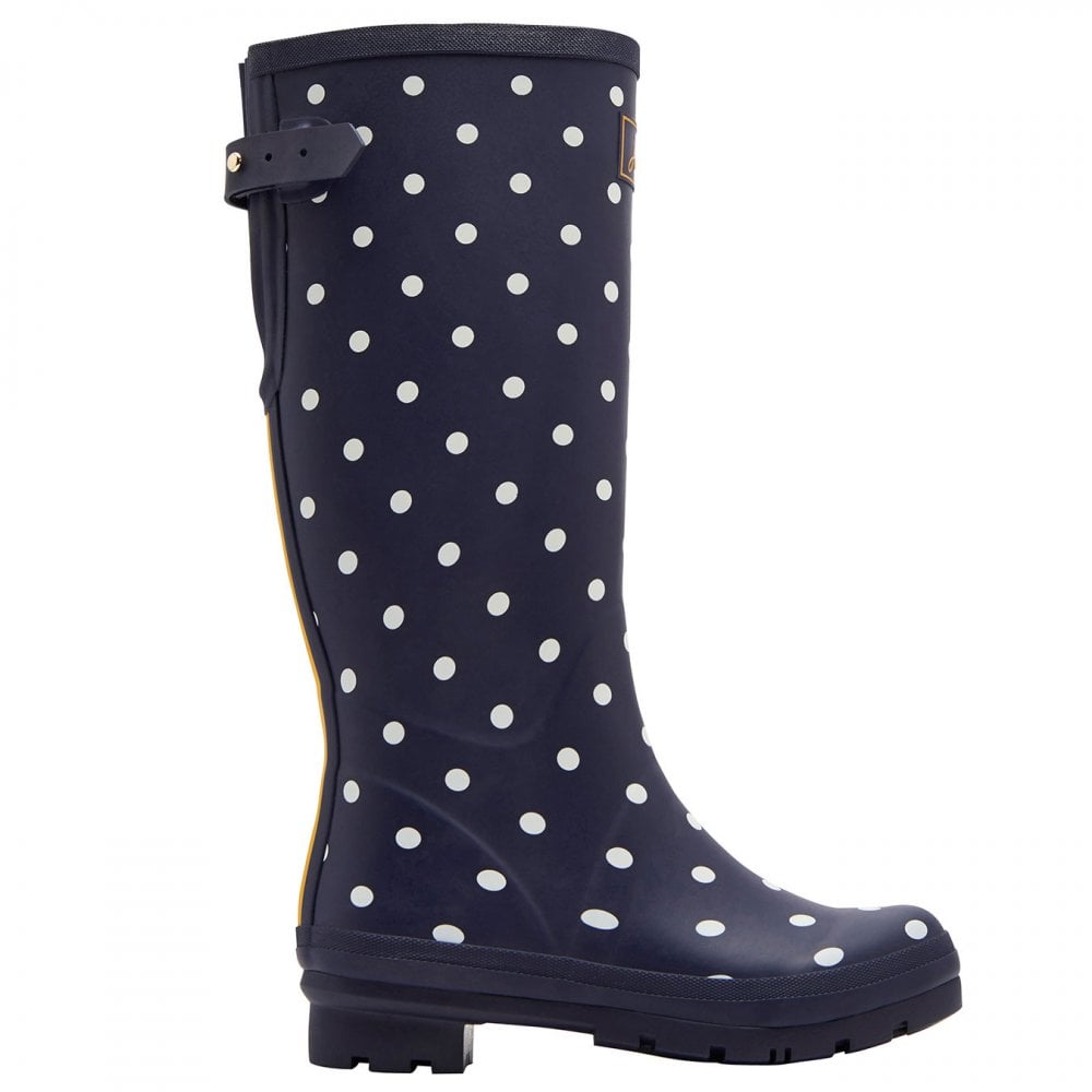 Joules Ladies Navy & White Spot Welly Print
