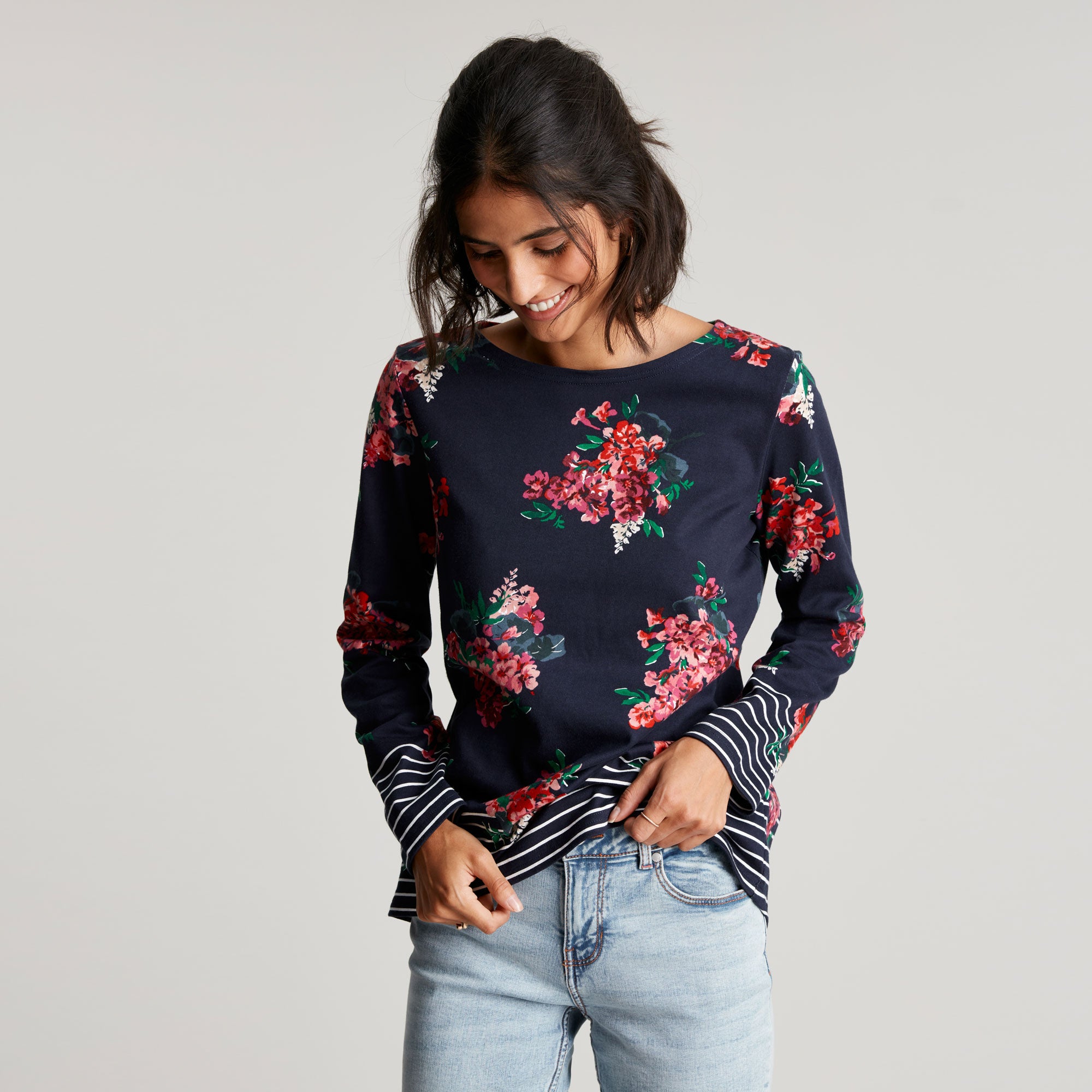 Joules Ladies Harbour Print Long Sleeve Jersey Top