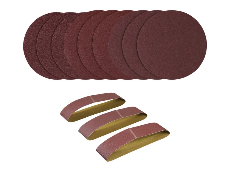 Set de 12 feuilles abrasives pour ponceuses à bande et à disque
