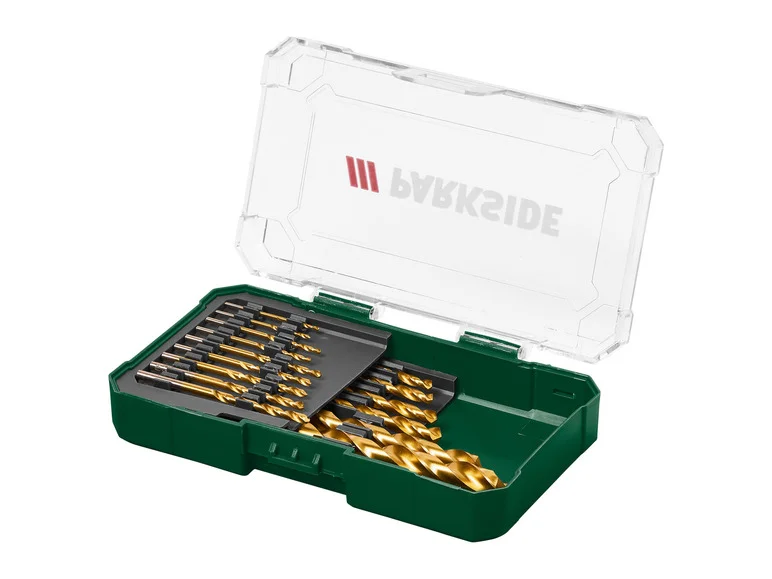 PARKSIDE® Jeu de forets hélicoïdaux HSS ou jeu de forets à pierre ou jeu de forets à bois ou jeu de tournevis à embouts PBB 4 C2 15 pièces ou 37 pièces