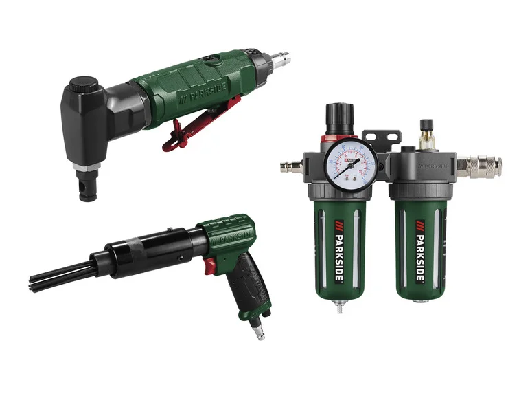 Grignoteuse à tôle, dérouilleur à aiguilles ou unité de maintenance pneumatique