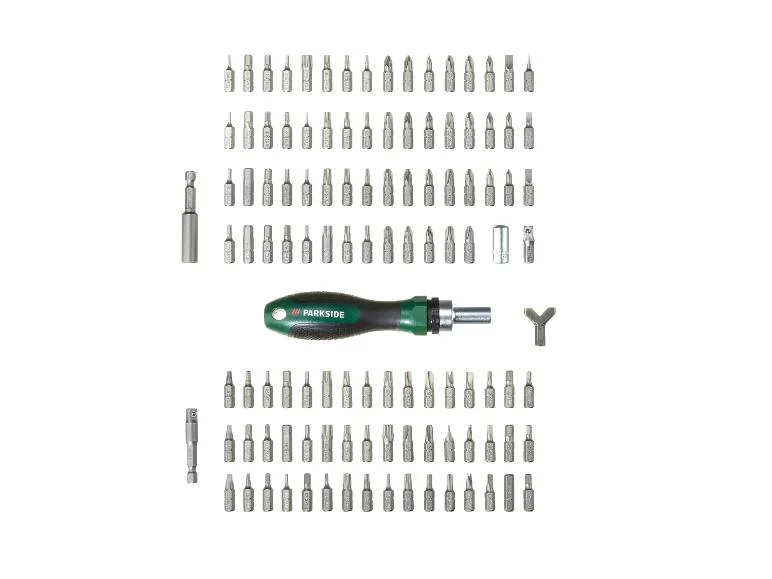 Tournevis à cliquet avec set d'embouts, 115 pièces