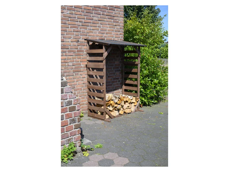 Abri bûches Ligno avec toit en bitume, 133 x 77 x 169 cm