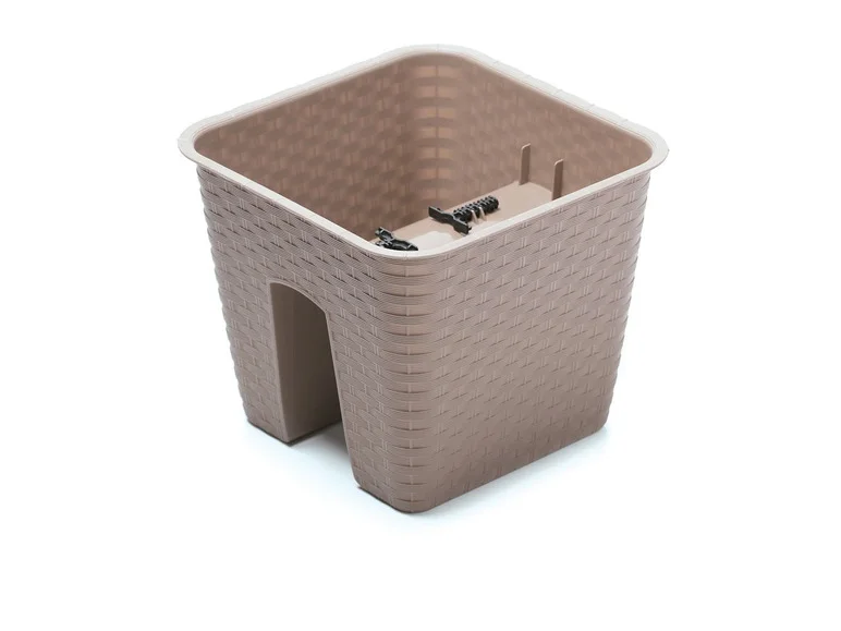 PROSPERPLAST, Jardinière de balcon « Ratolla Railing » aspect rotin, lot de 3