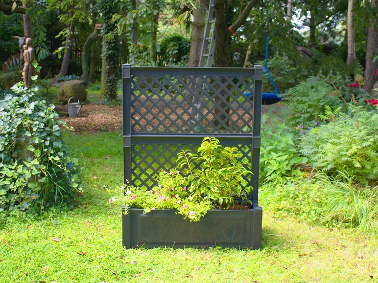 KHW Bac à plantes avec treillis central, 100 cm de long, 110 litres, plastique