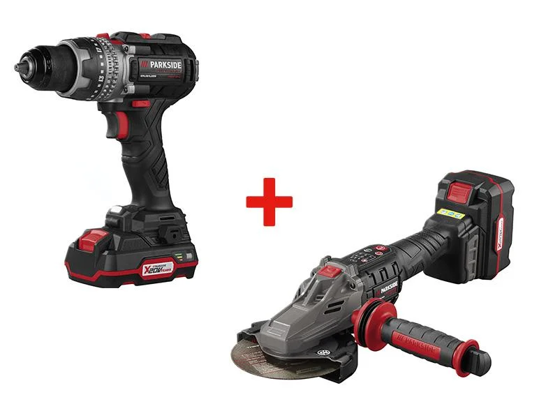 Flat-Head Cordless Angle Grinder + Drill Driver, 20 V