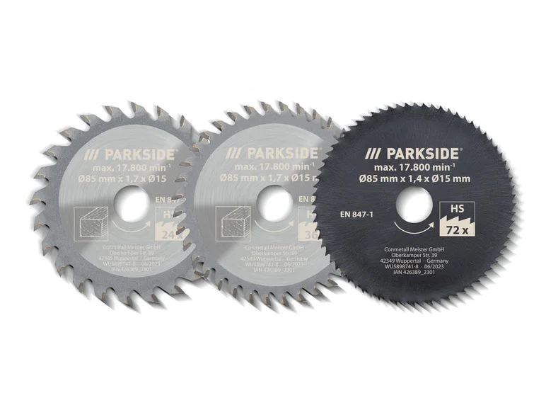 PARKSIDE® Lames de scie circulaire PHKSA 12, Ø 85 mm, 3 pièces