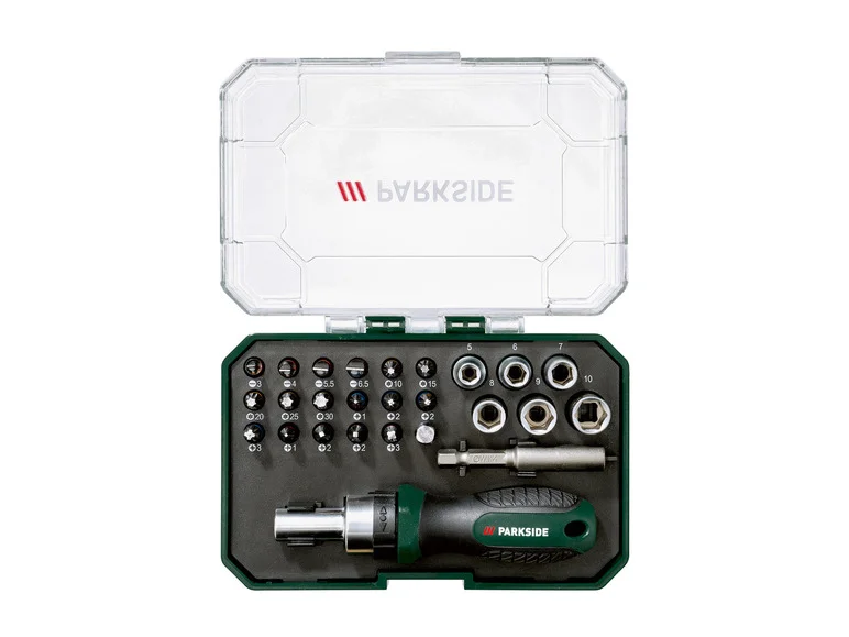 PARKSIDE® Set de clé à cliquet, embouts et douilles ou set d'embouts ou set d'embouts de tournevis à cliquet et de douilles