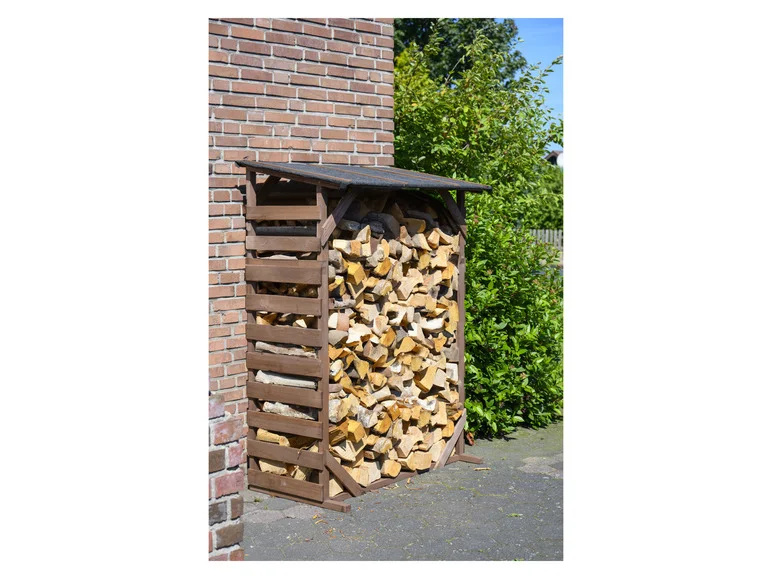 Abri bûches Ligno avec toit en bitume, 133 x 77 x 169 cm