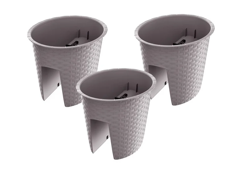 PROSPERPLAST, Jardinière de balcon « Ratolla Railing » aspect rotin, lot de 3