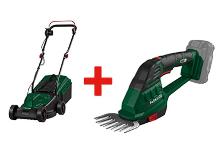 Electric Lawn Mower + Cordless Trimmer/Hedge Cutter, 20V