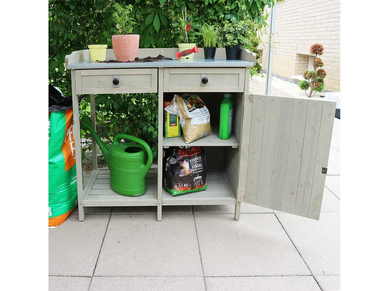Table de jardin avec armoire inférieure, 98 x 48 x 95 cm
