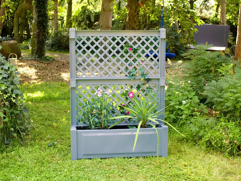 KHW Bac à plantes avec treillis central, 100 cm de long, 110 litres, plastique
