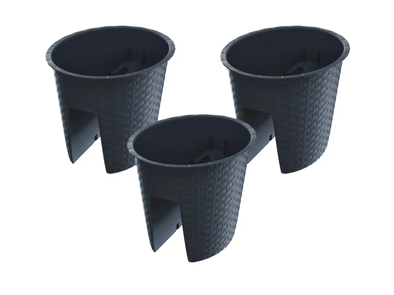 PROSPERPLAST, Jardinière de balcon « Ratolla Railing » aspect rotin, lot de 3