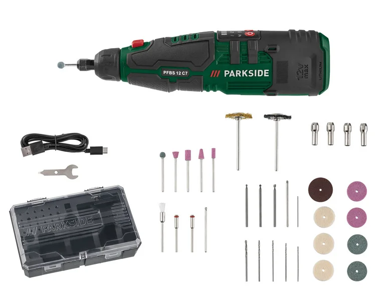 PARKSIDE® Perceuse-meuleuse de précision sans fil PFBS 12 C7, 12 V