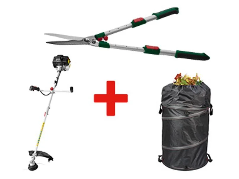 Brush Cutter + Telescopic Hedge Trimmer + Pop-up Garden Waste Bag